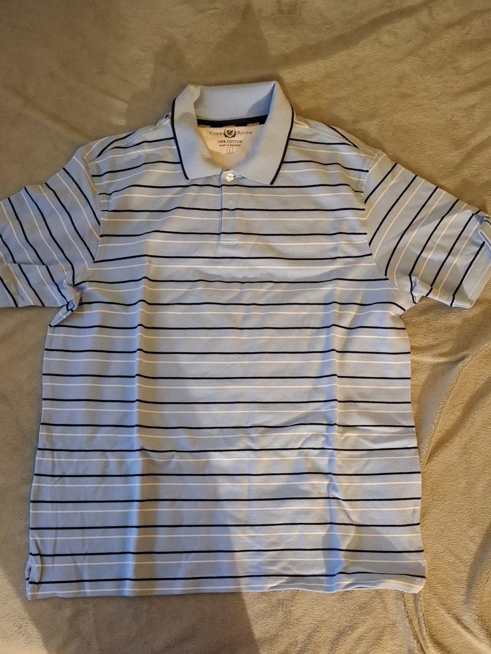 Club Room Light Blue Polo with Navy Stripes